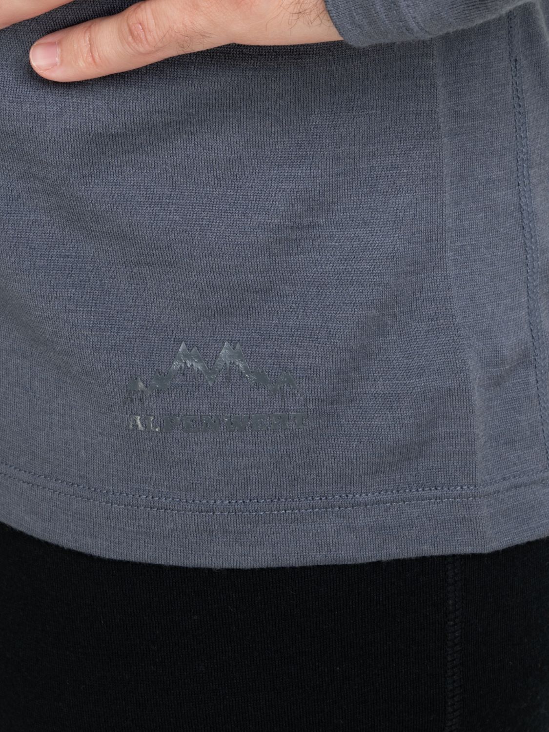 ALPENWERT Zip Longsleeve Herren 100% Merino Grau S
