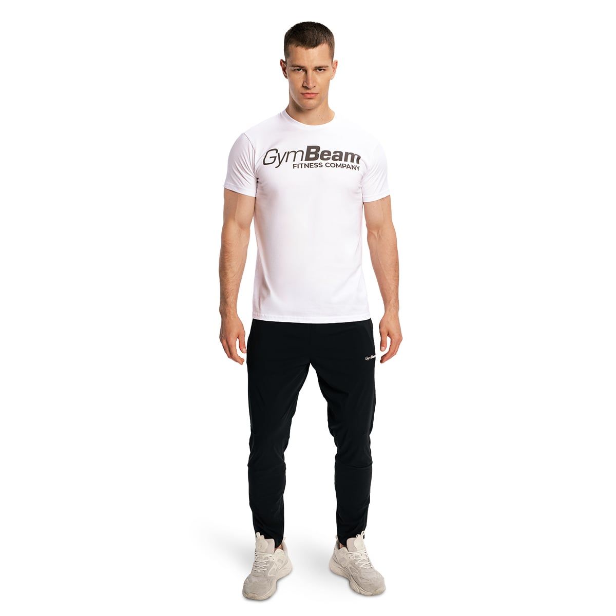GymBeam T-Shirt Herren regular kurzarm aus Baumwolle Fitness weiß