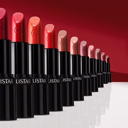 Reihe von Lippenstiften in verschiedenen Farbtönen. Schwarze Hülsen, Marke COLLISTAR.