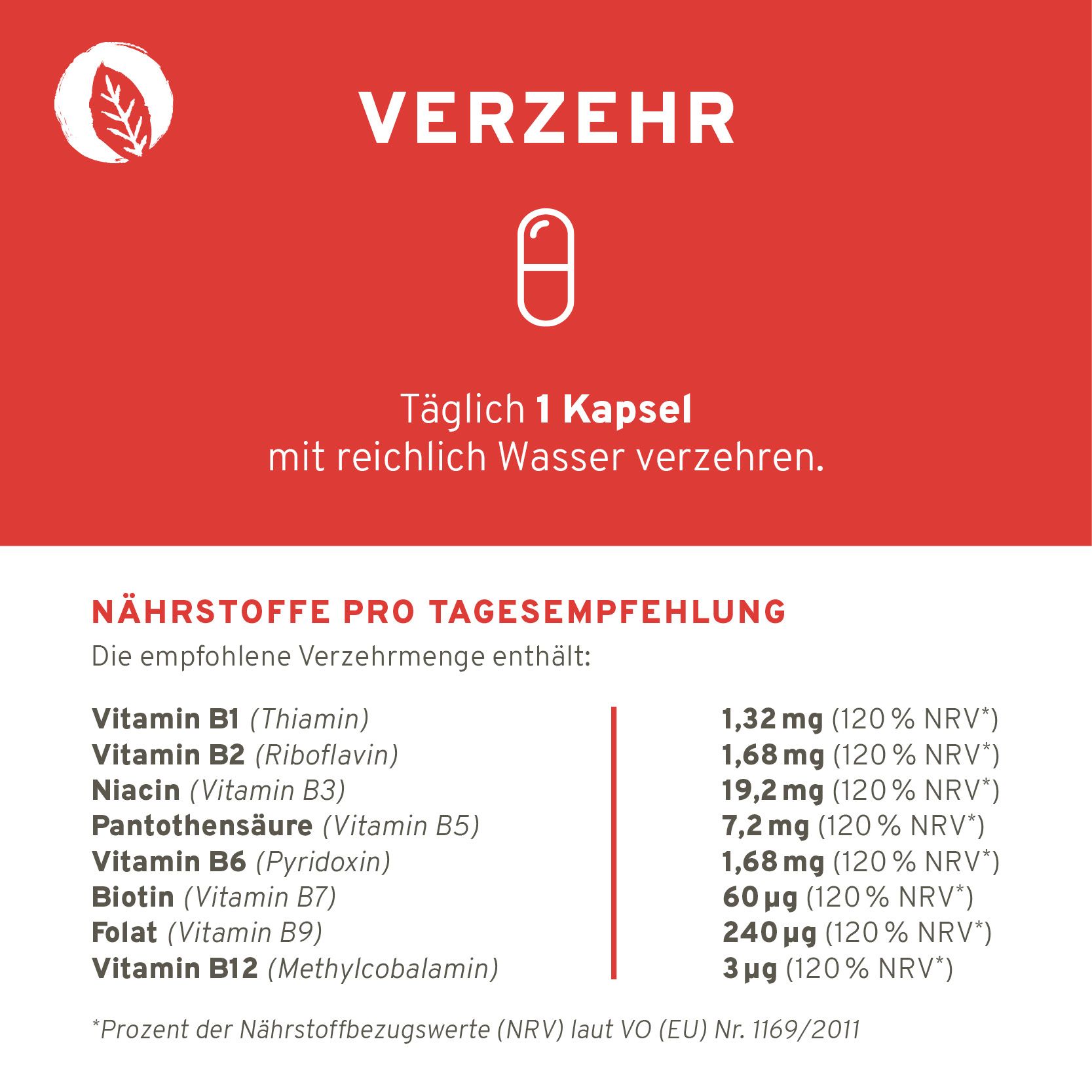 InnoNature Vitamin B Komplex | Vitamin B1, B2, B3, B5, B6, B7, B9, B12 | vegan