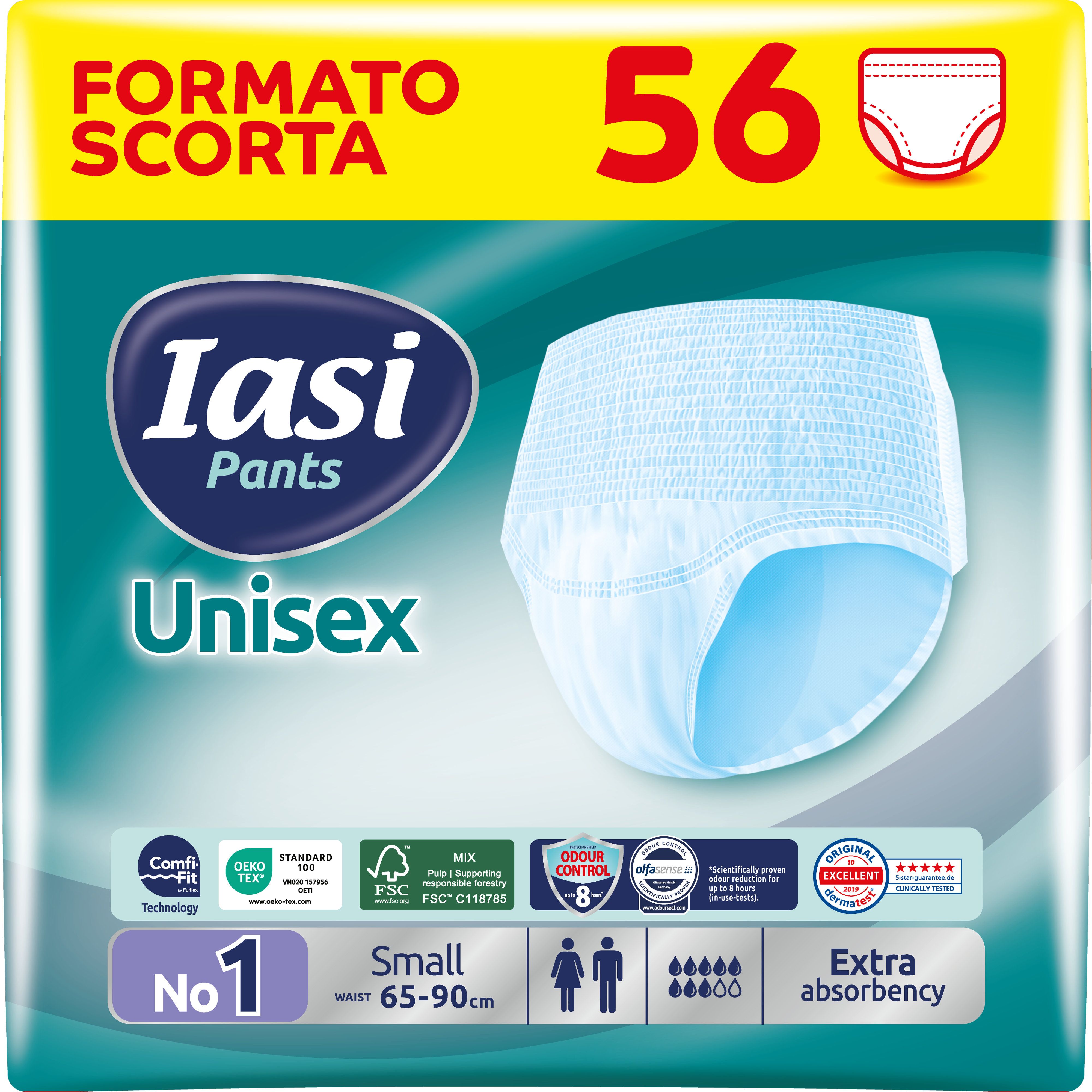 IASI Pants UNISEX Alta Protezione, 56 Mutande Assorbenza EXTRA, Taglia S, 56 Unità