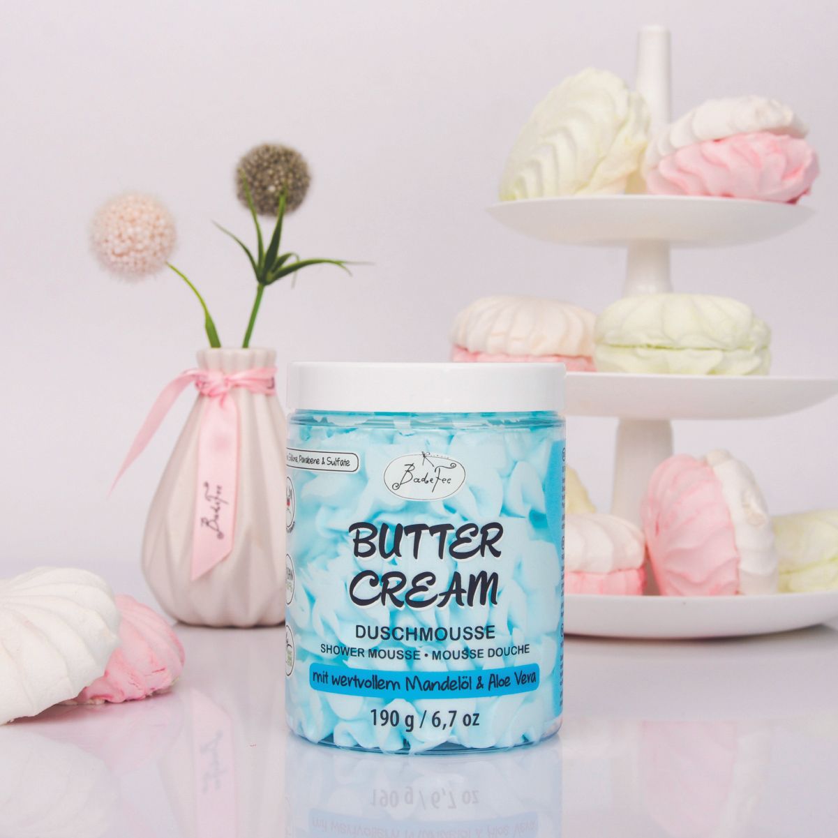 BadeFee Duschmousse Duschschaum Duschgel Balsam Pflege Butter Cream Vegan