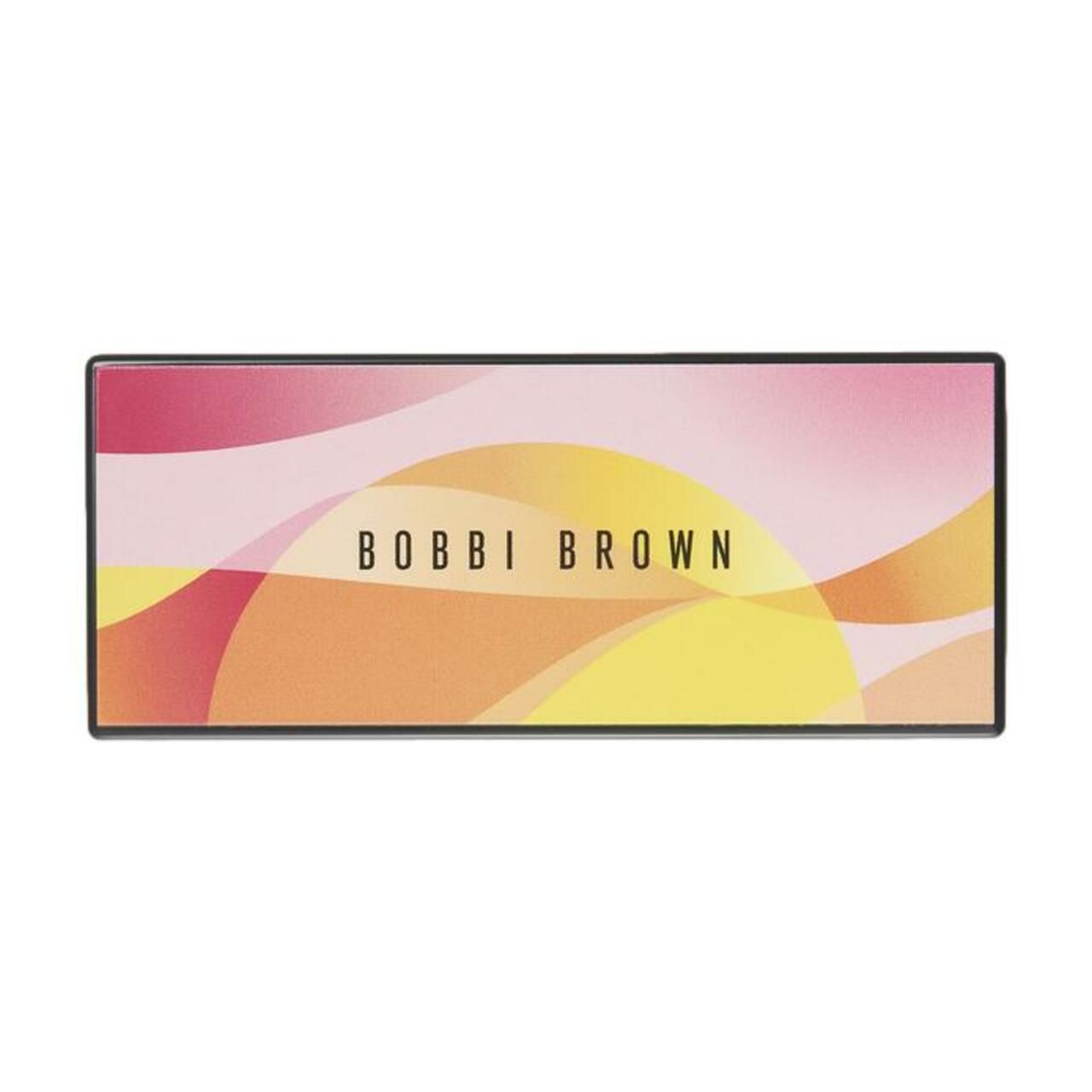 Kompakt-Lidschatten-Trio mit Bobbi Brown-Logo. Verpackung mit Farbverlauf in Rosa, Gelb und Orange.