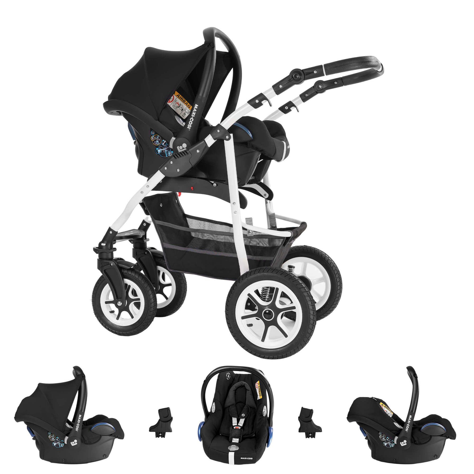 Bebebi Bellami 3 in 1 Kinderwagen Set mit Original Maxi Cosi, Luft Bellagrigio