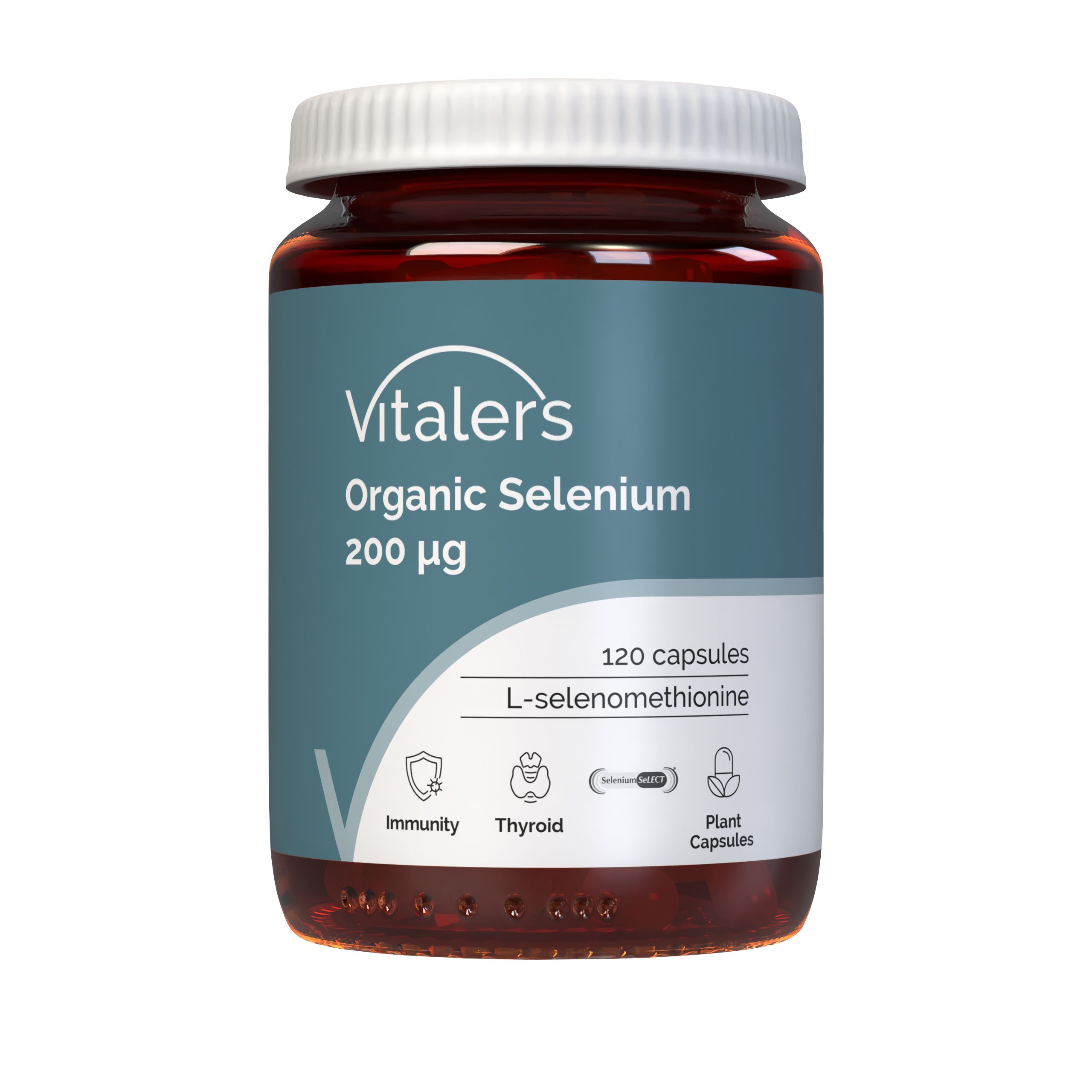 Vitaler’s Organic Selenium 200 µg Kapseldose mit 120 Kapseln.