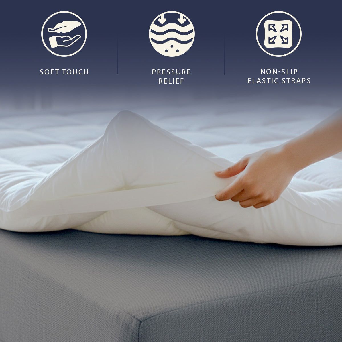 The White Stone Topper 90x200 cm mit Wattefüllung von 1000 g/m²