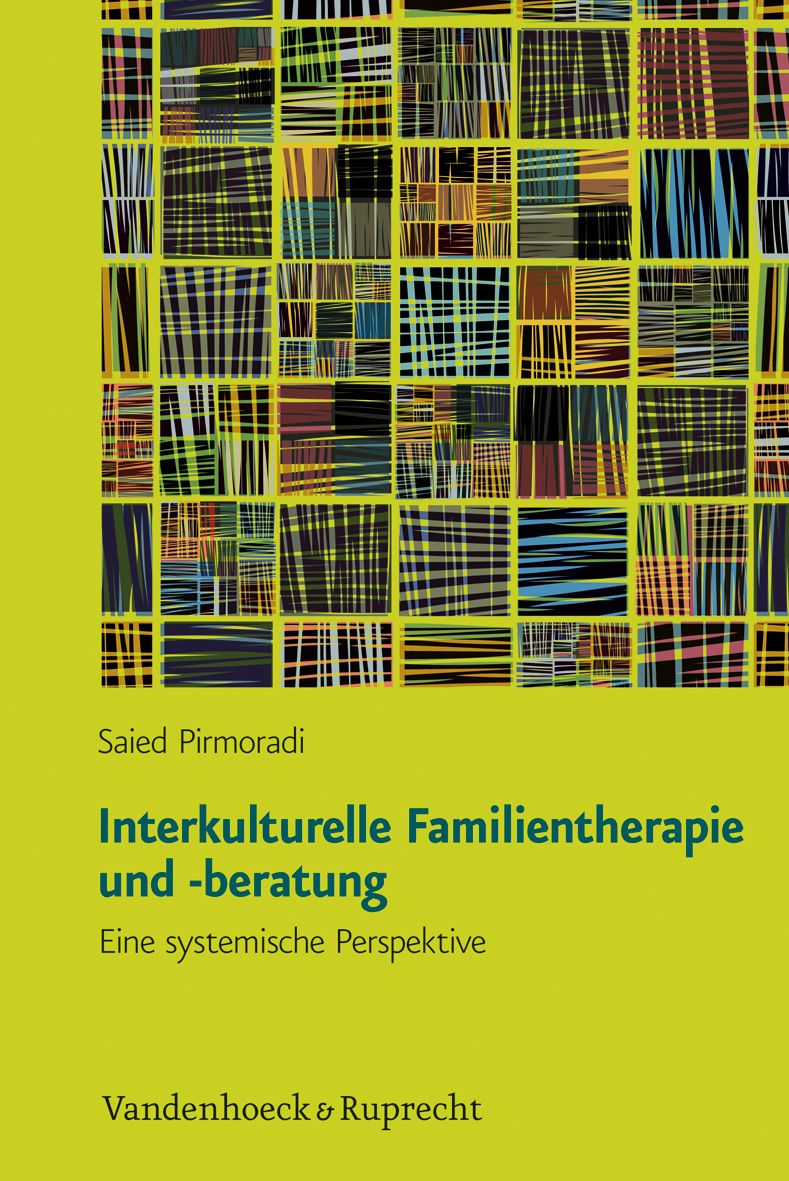 Buchcover mit abstraktem Muster in Gelb- und Brauntönen. Titel: Interkulturelle Familientherapie und -beratung. Autor: Saied Pirmoradi.