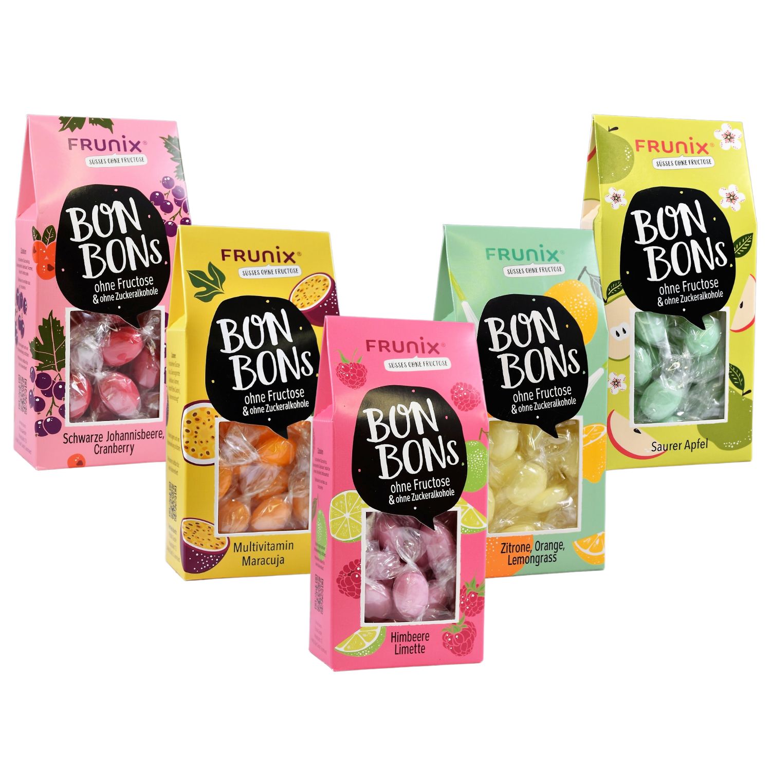 Frunix® Fruchtzauber-Mix - 5 fructosefreie Fruchtsorten im Set 450 g Bonbons