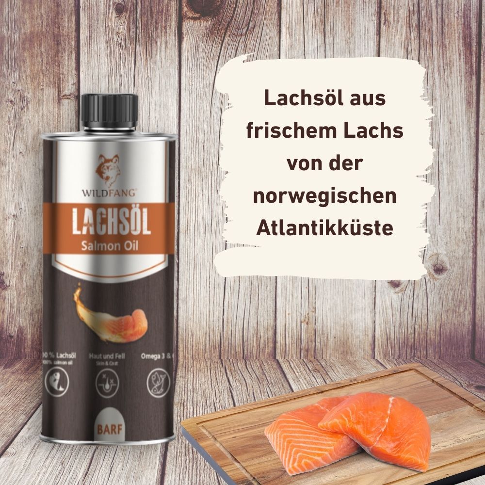 Lachsöl – 100 % natürliches BARF-Öl für Hunde