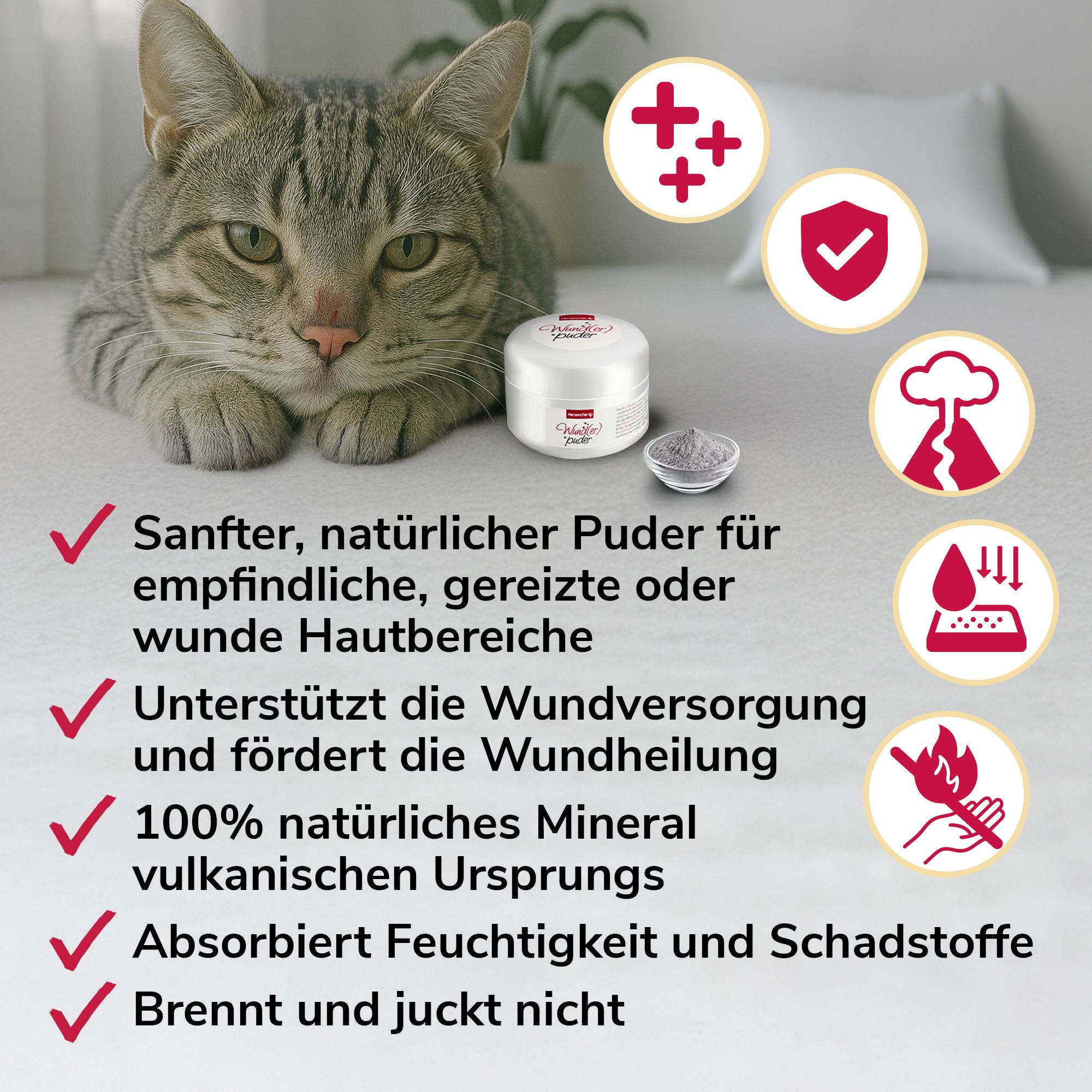 HerzensTier Wund(er)puder für Hund, Katze & Pferd