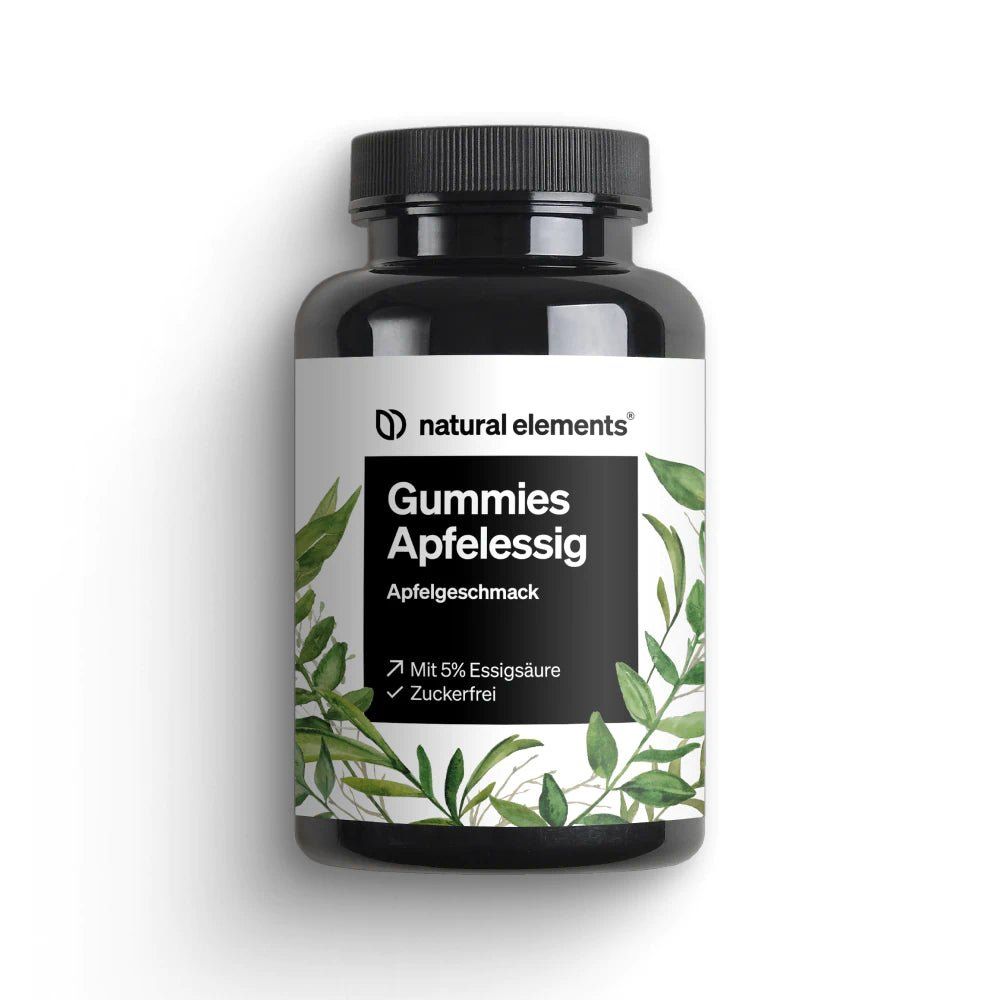 natural elements Apfelessig Gummies mit Vitamin B6, B12, Folsäure und Jod