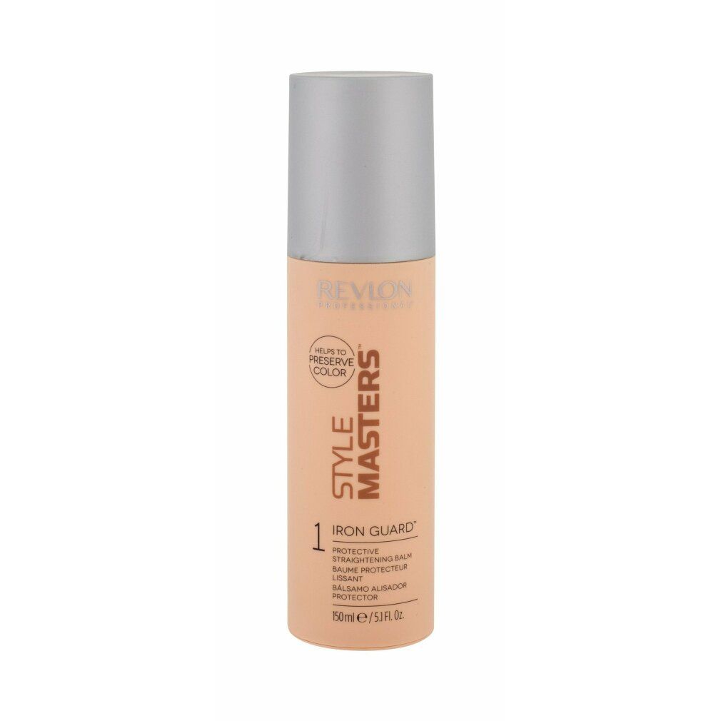 Flasche STYLE MASTERS Eisenschutz. Beige-silberfarben. Aufschrift: Iron Guard, 1, 150ml. Schützt vor Hitze.