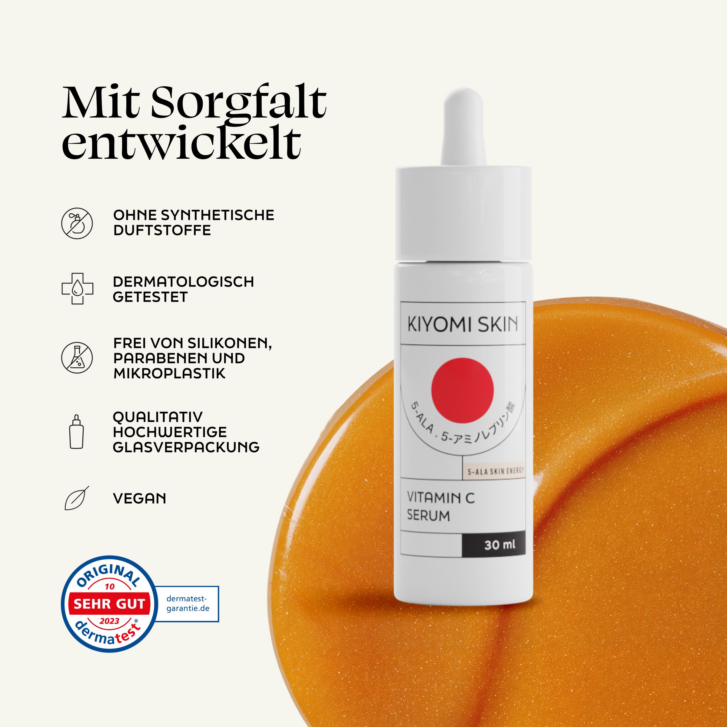 Kiyomi Skin Vitamin C Serum: Strahlender Teint mit 5-ALA & Vitamin C – für ebenmäßige, glatte Haut