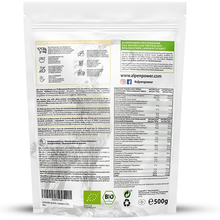 AlpenPower Bio Whey Protein- Neutral 1000 g Pulver