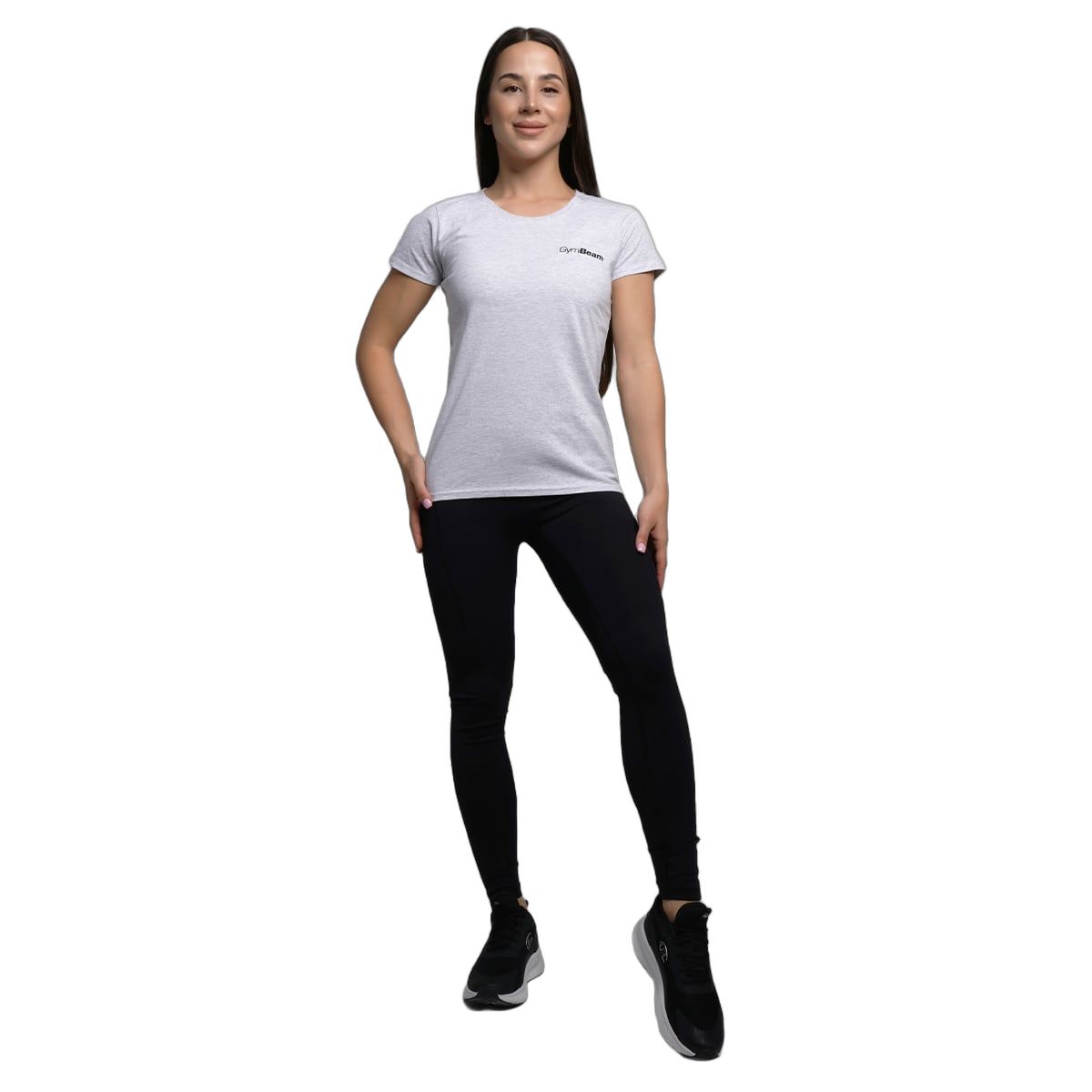 GymBeam T-Shirt Damen regular Kurzarm mit rundem Ausschnitt Heather Grey