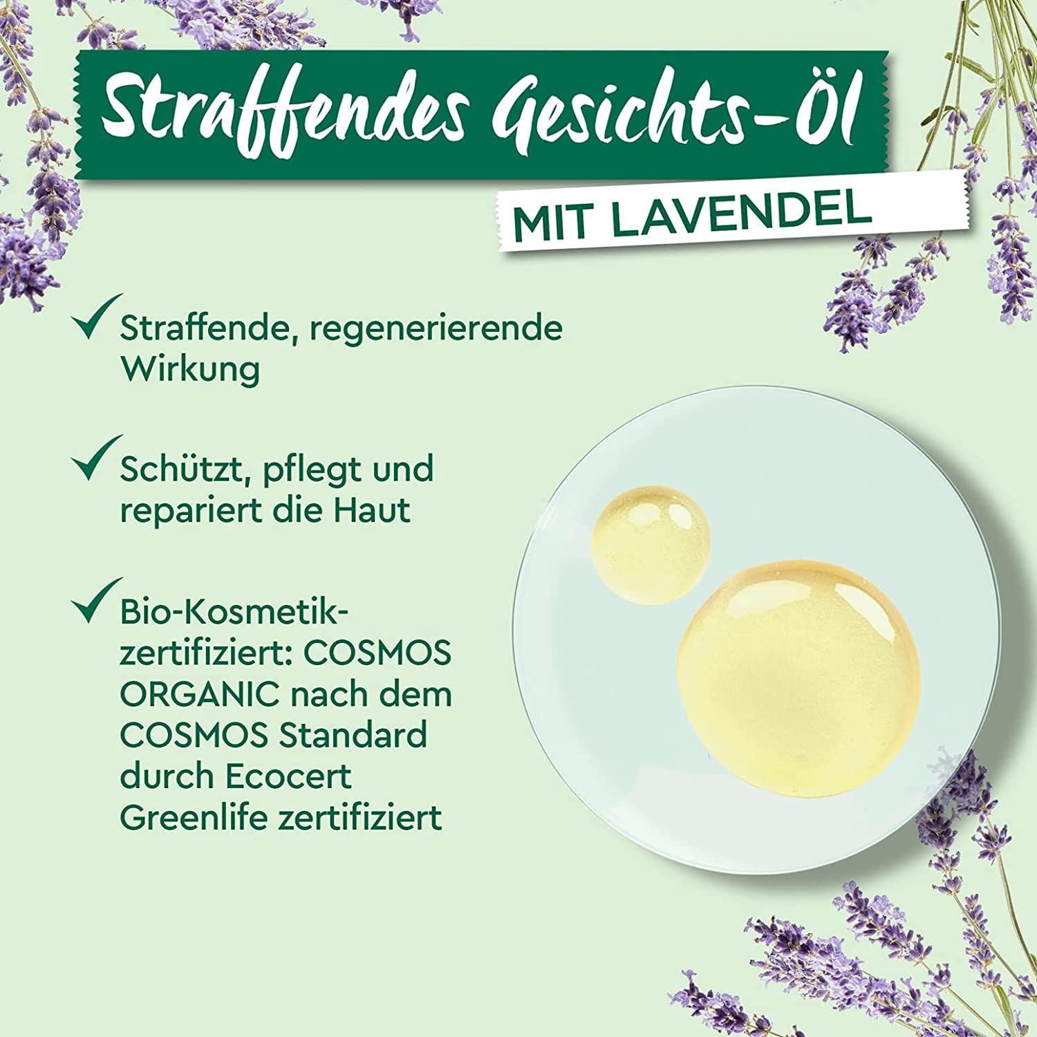 Garnier Bio Straffendes Gesichts-Öl, Anti-Aging Gesichtspflege mit Bio Lavendel