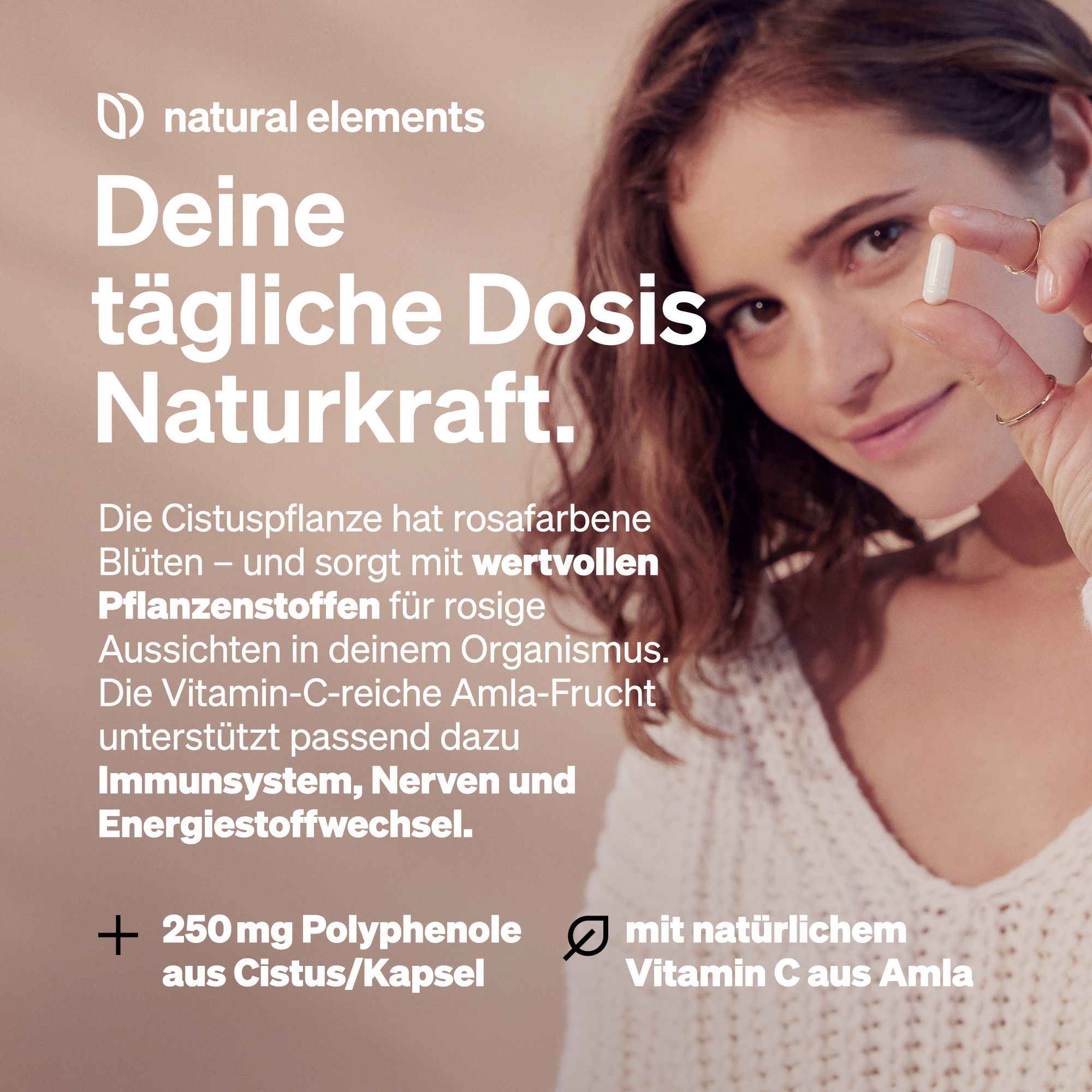 natural elements Cistus incanus mit Vitamin C – 90 Kapseln – 250mg Polyphenole pro Kapsel (65%)