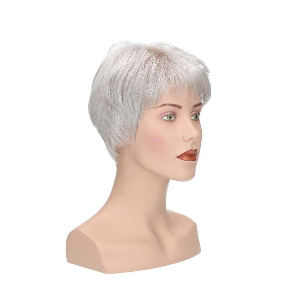 Perücke Lima von degenhardt, graues Haar, kurze Frisur, auf einer Büste. Seitenansicht.