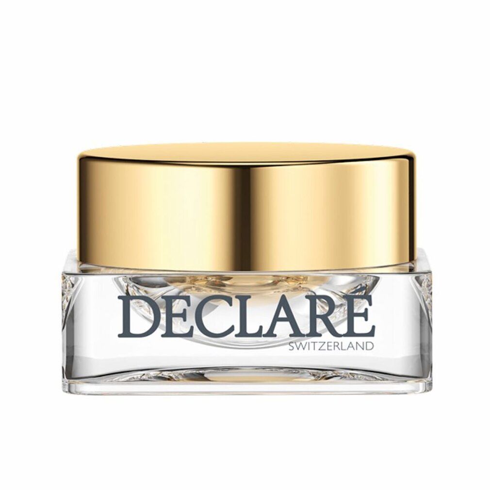 Vasetto di vetro con coperchio dorato. Visibile la scritta "DECLARE SWITZERLAND".