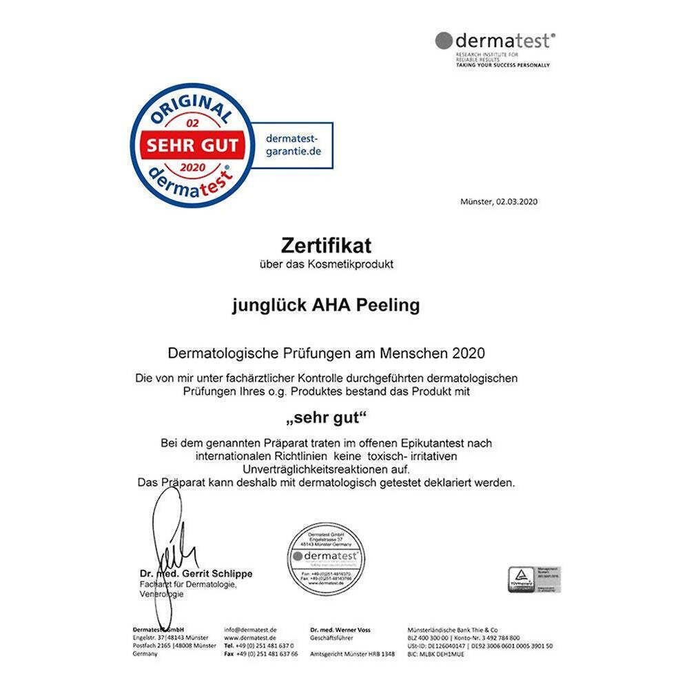 JUNGLÜCK AHA Peeling - Fruchtsäurepeeling mit 5,1% AHA, glättet die Haut über Nacht
