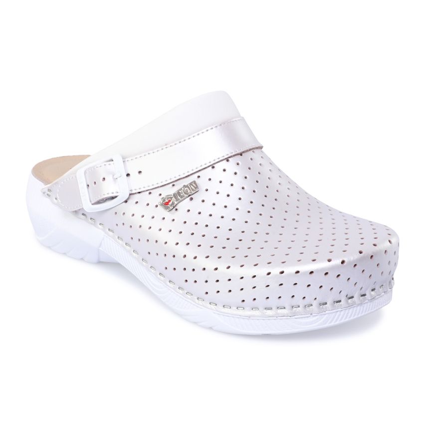 LEON- Pantolette aus Leder perlweiß Gr.39