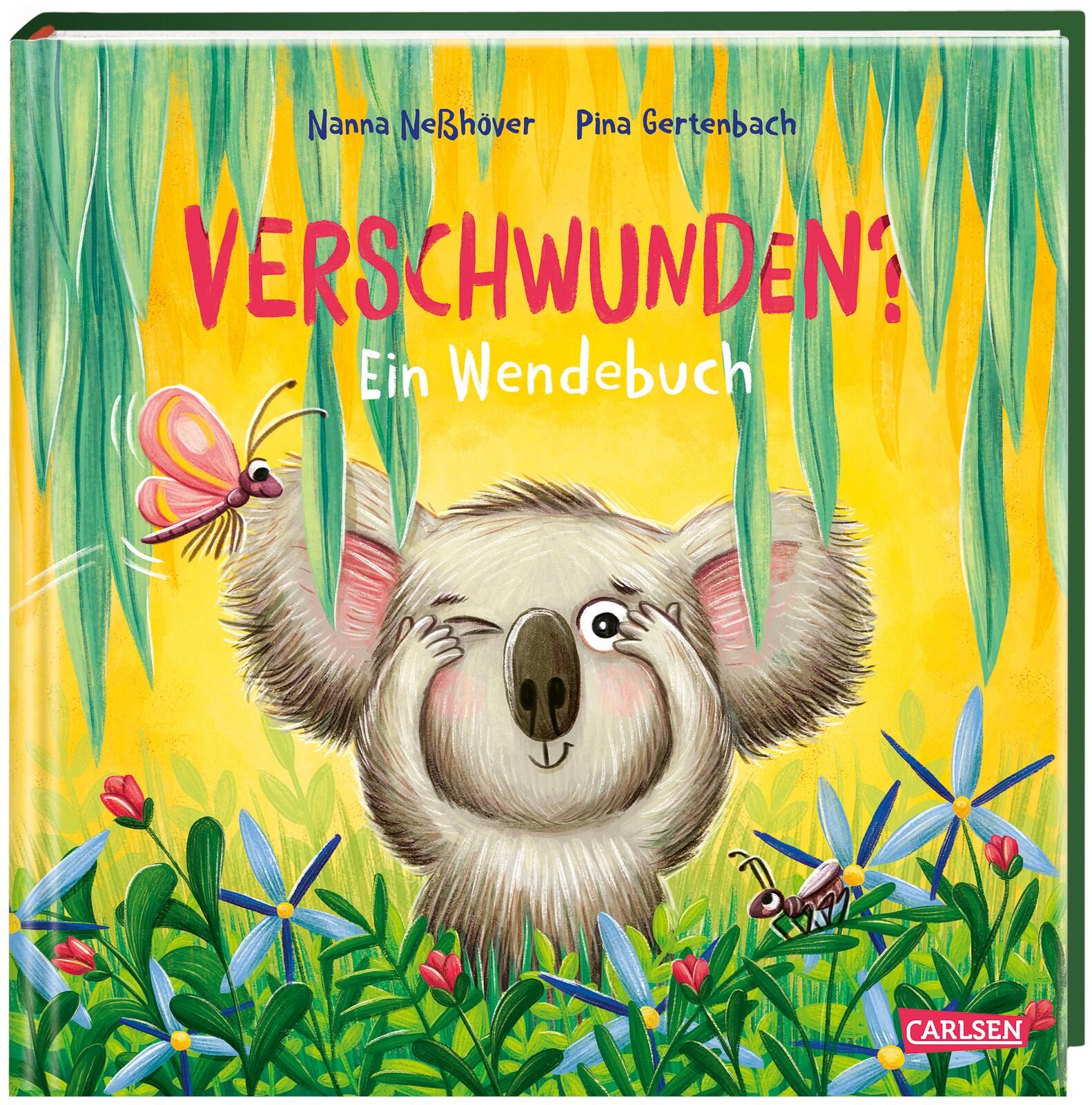 Buchcover mit Koala, Titel: Verschwunden? Ein Wende-Buch. Autorinnen: Nanna Neßhöver, Pina Gertenbach. Verlag: Carlsen.