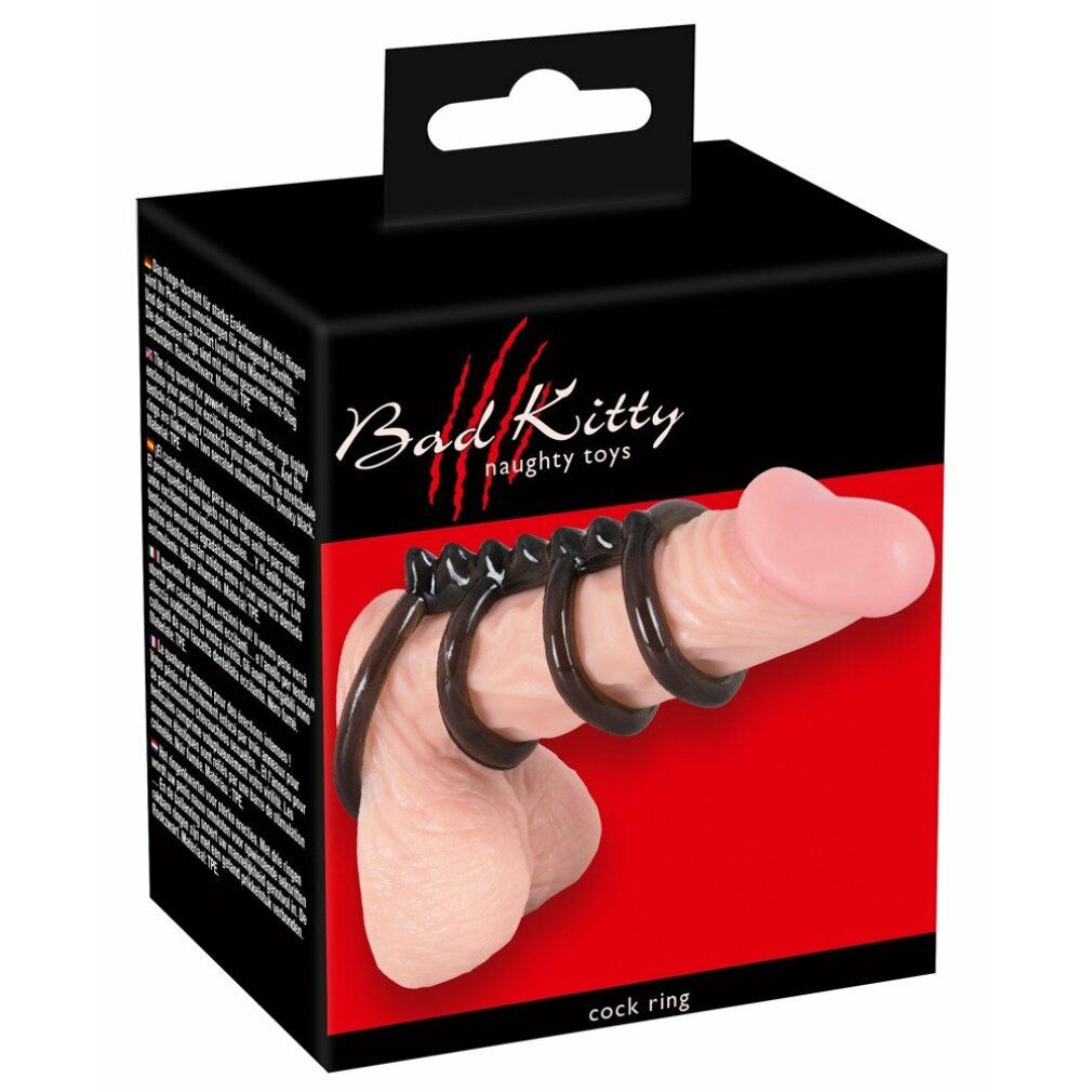 Penisring-Set, Penis-Hodenring, 4er | Für intensive Stimulation | Bad Kitty