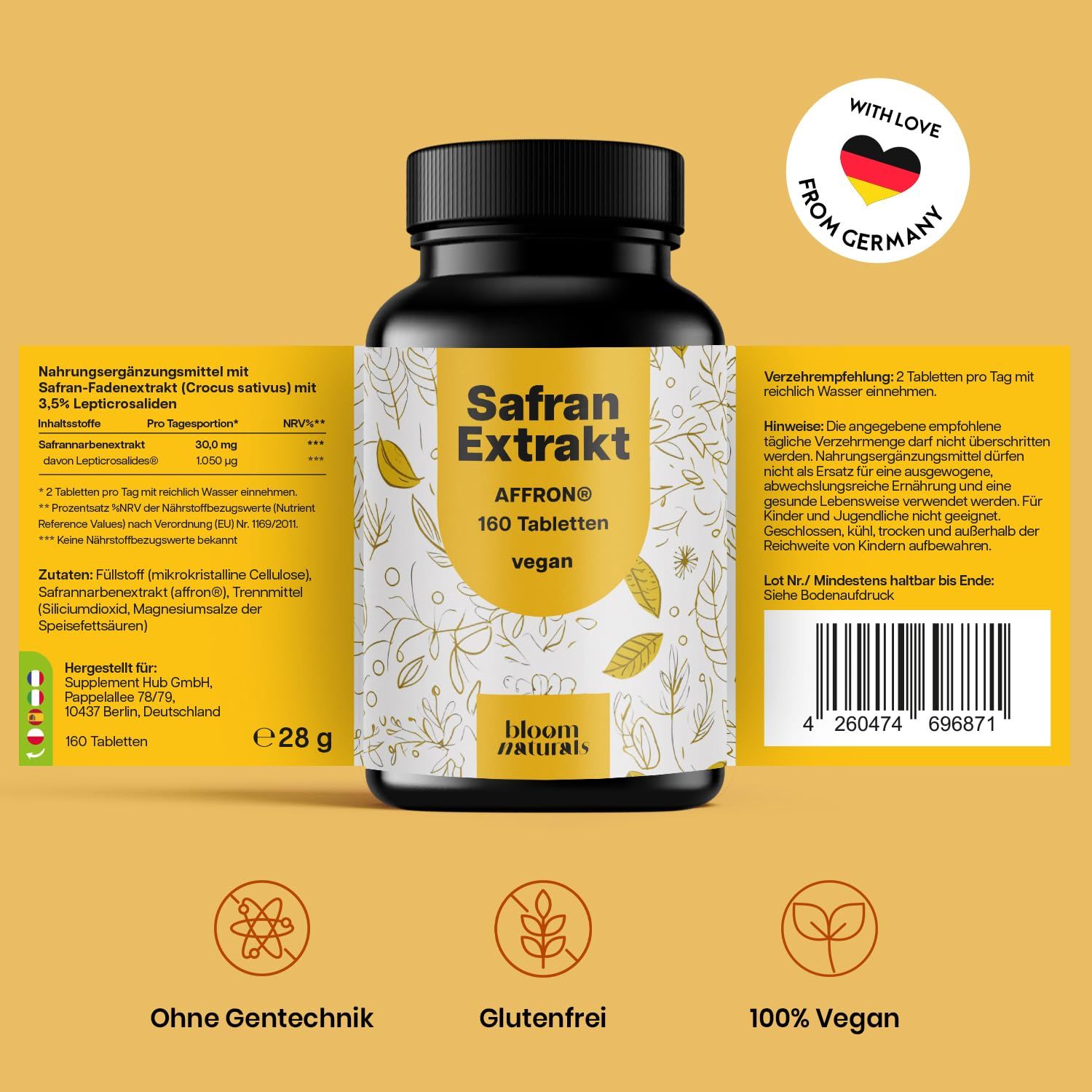 Bloom Naturals Safran Extrakt Tabletten
