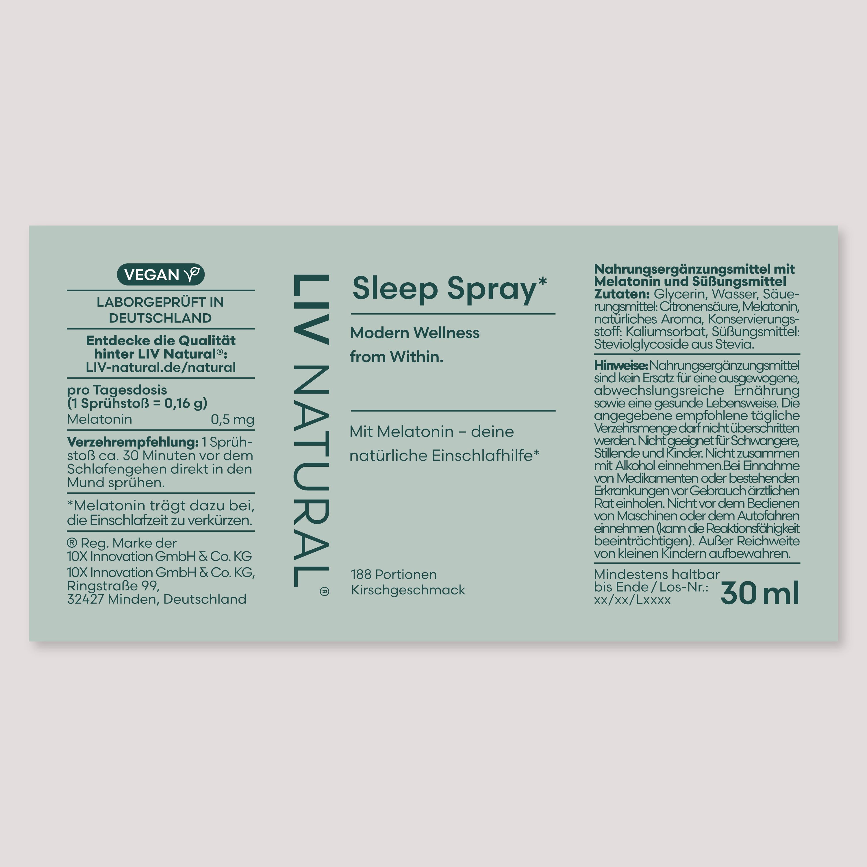 LIV Melatoninspray Kirsche 0,5mg Melatonin/Sprühstoß