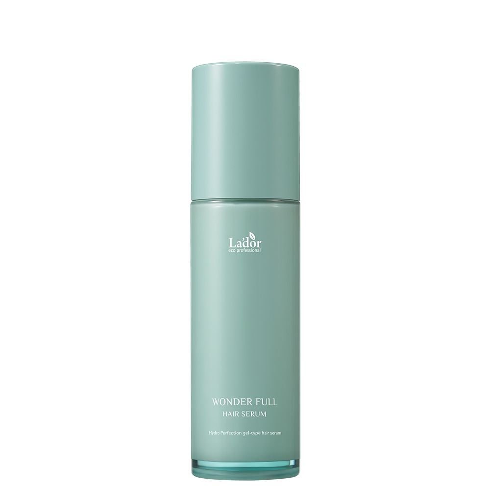 LADOR Wonder Full Hair Serum in einem mintgrünen Spender.