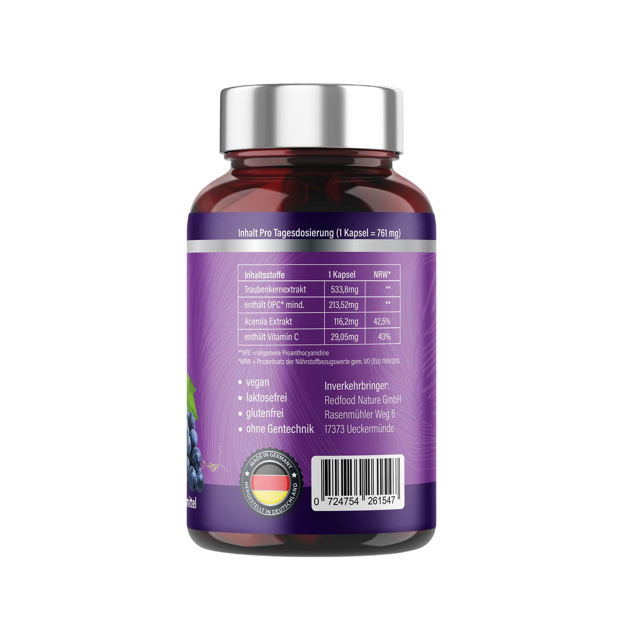 Redfood® OPC französicher Traubenkernextrakt 285 Kapseln