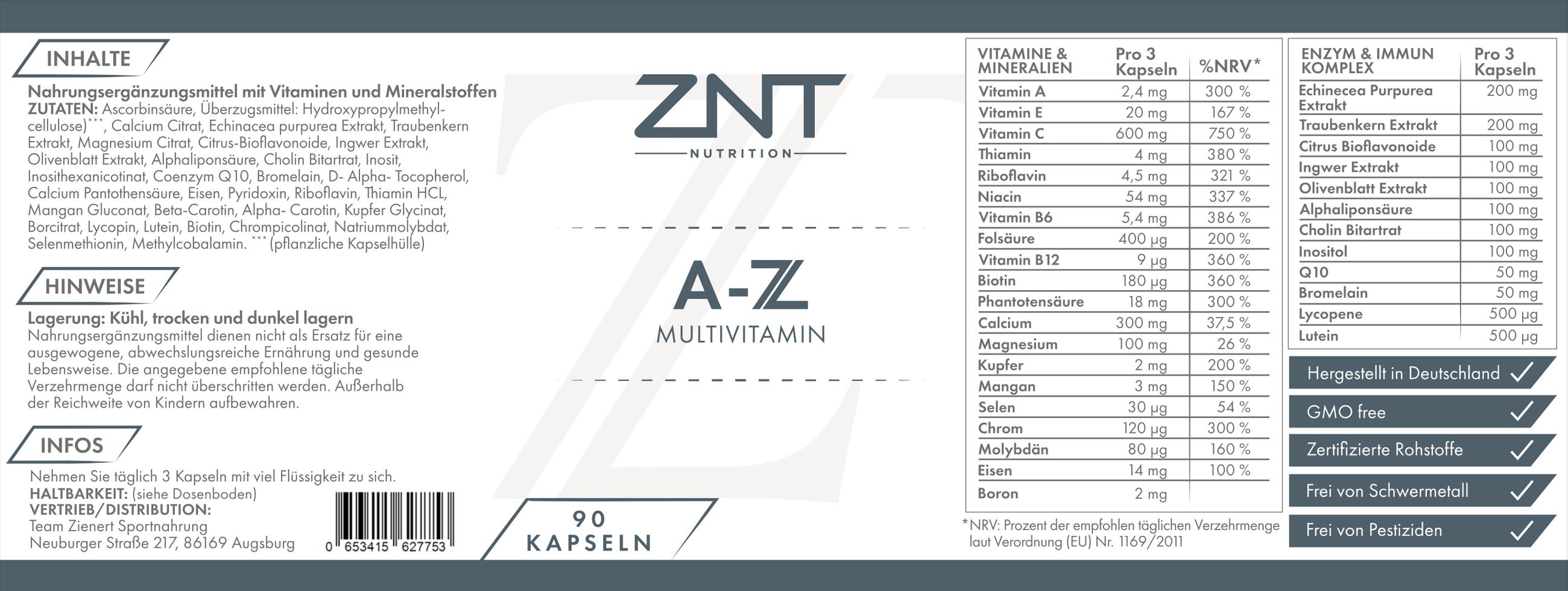 ZNT Nutrition A-Z Multivitamin 90 St