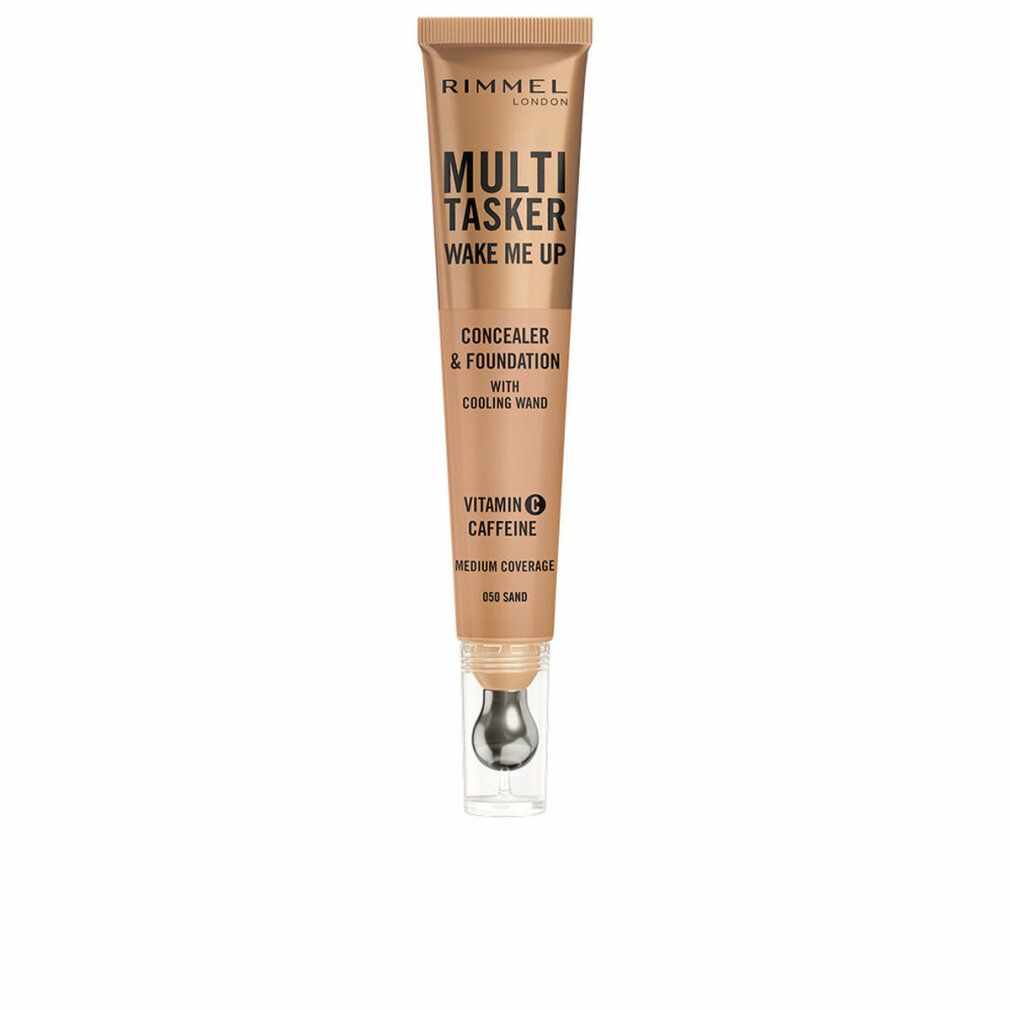 Tube mit Produkttext: Multi Tasker Wake Me Up Concealer & Foundation. Mit Kühlapplikator. Enthält Vitamin C und Koffein.