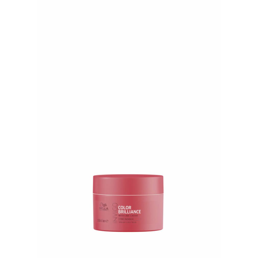 Runde, rosa Dose. Aufschrift: Color Brilliance. Wella Invigo Maske für feines Haar.