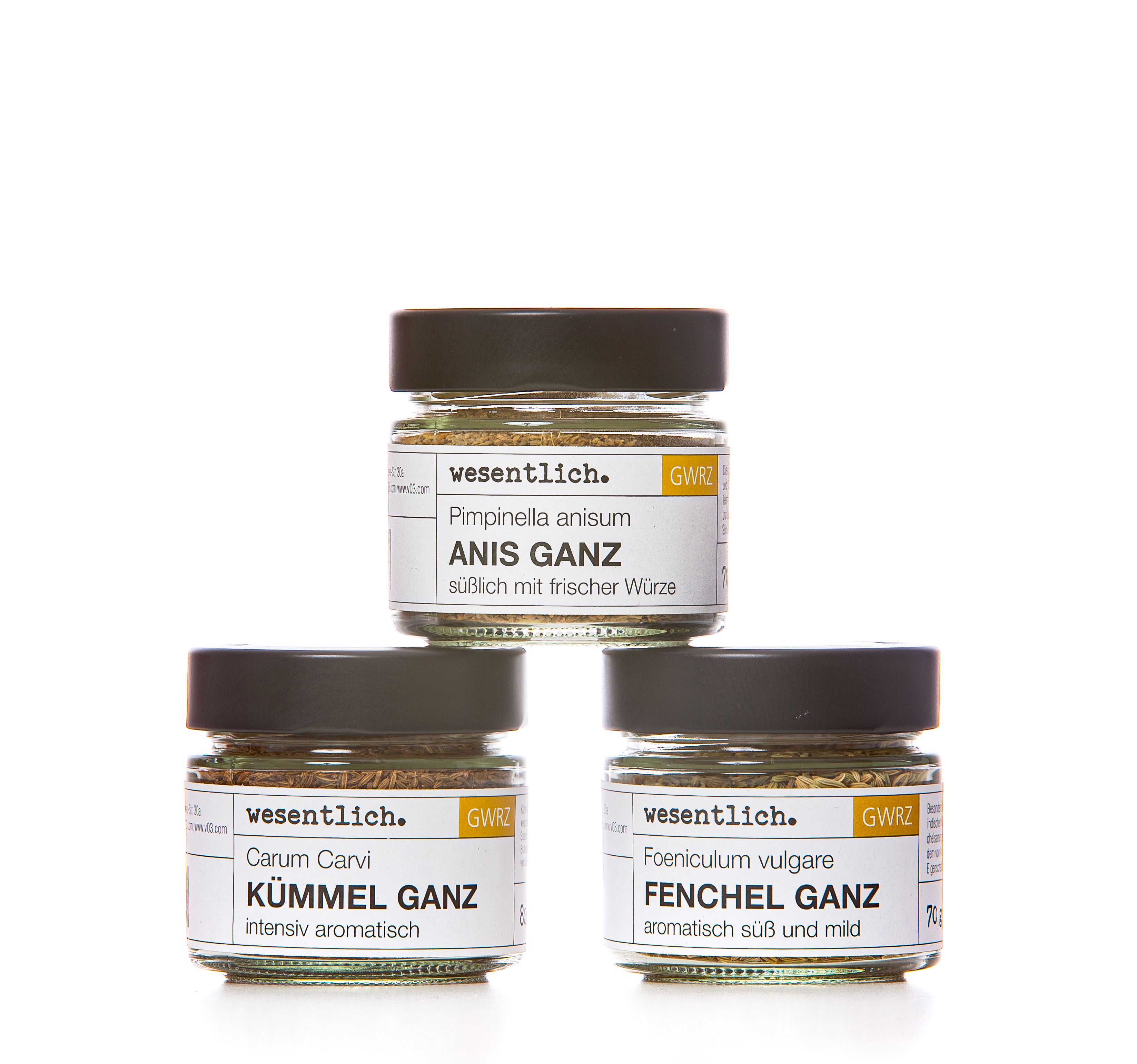 3er Set &amp;quot;Anis-Fenchel-Kümmel&amp;quot; Gewürzgläser von wesentlich. 220 g - Shop ...