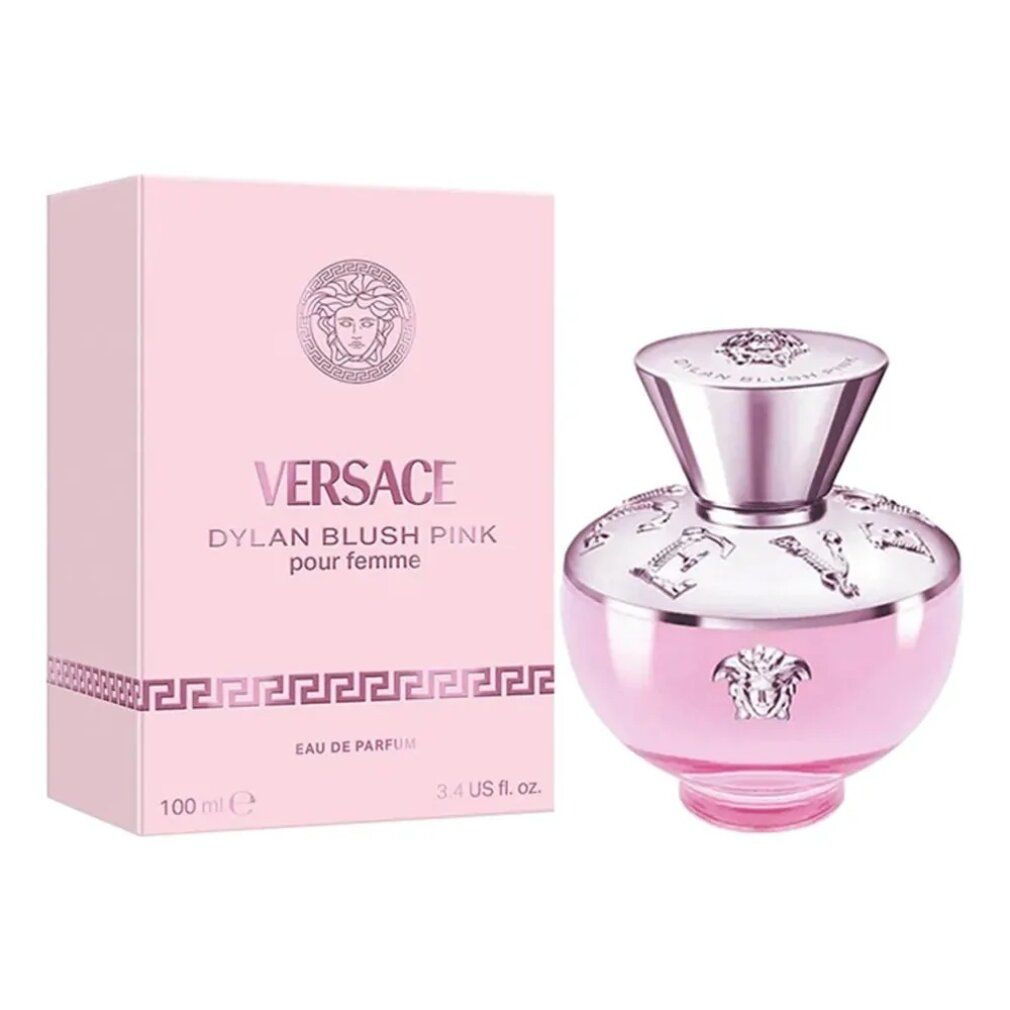Versace Dylan Blush Pink Eau de Parfum 100ml Flakon und Verpackung mit Medusa-Logo.