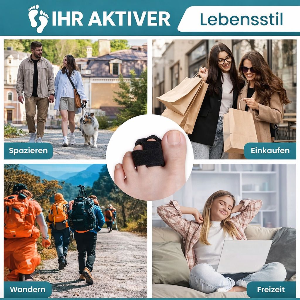 Zehenschutz Bandage, verstellbar für 2 Zehen, rutschhemmend & atmungsaktiv