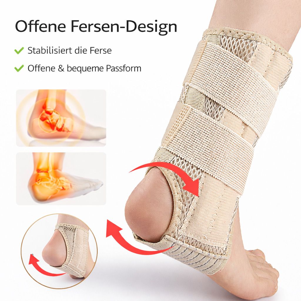 Knöchelbandage mit Federstreben, verstellbare Fußgelenkstütze mit Klett für Sport & Alltag