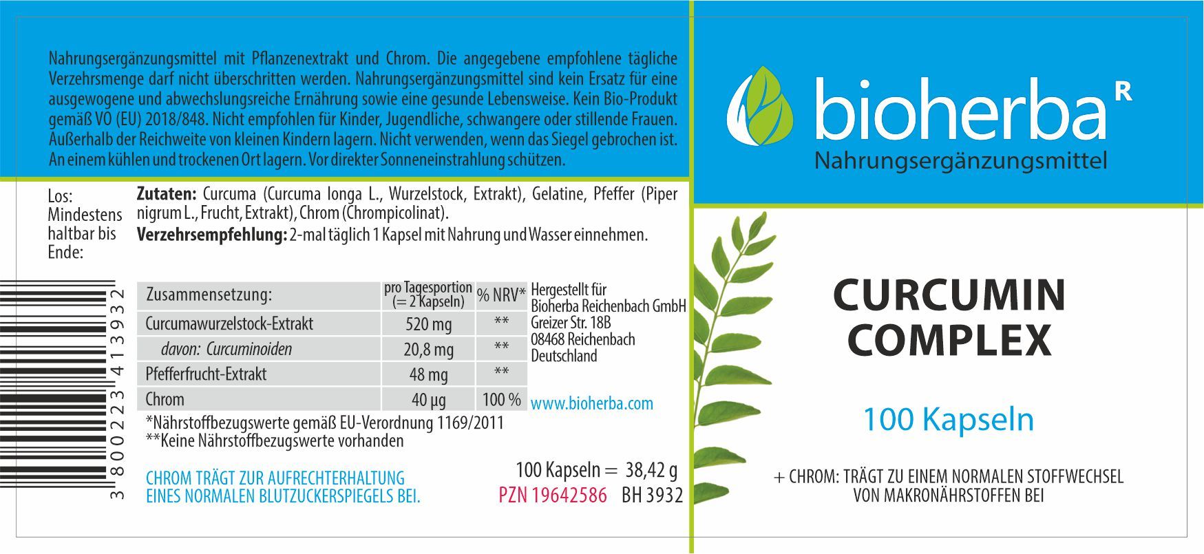 Curcumin Complex 100 Kapseln  PZN 19642586