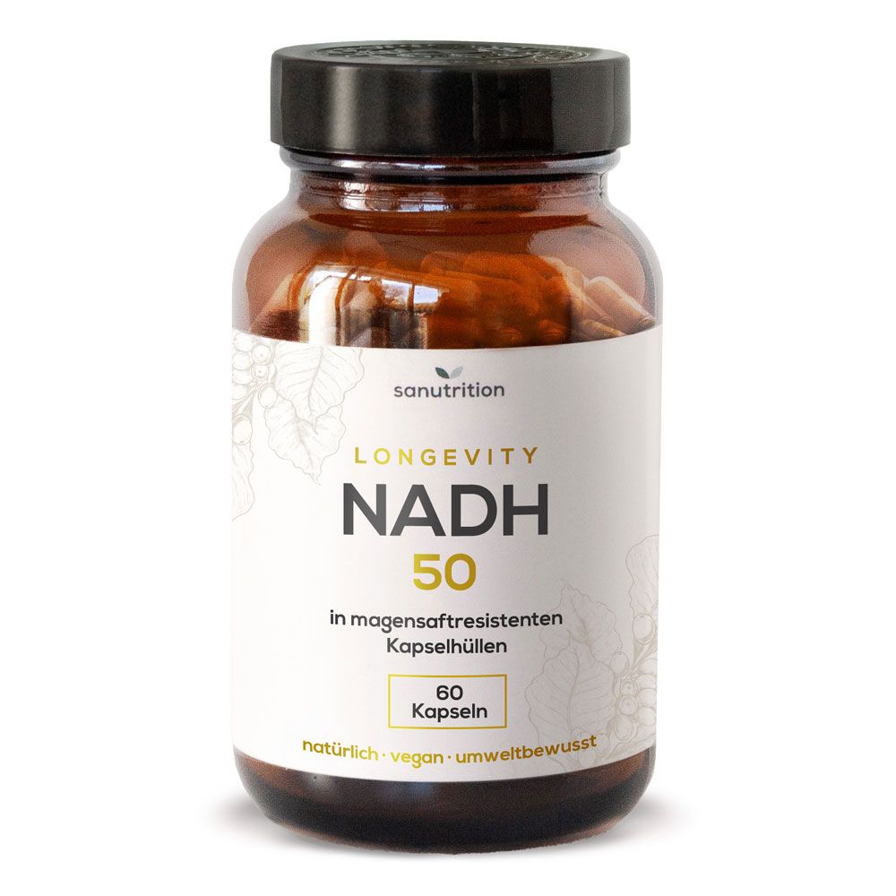 Sanutrition® - Nadh 50 mg | Nicotinamid-Adenin-Dinukleotid ohne Zusätze 28 g Kapseln