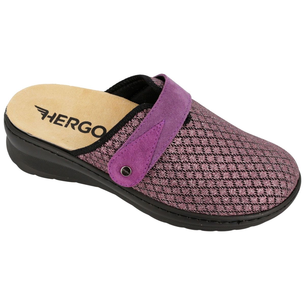 Hergos H3504 - Sabot comfort in pelle e tessuto elasticizzato con plantare estraibile.