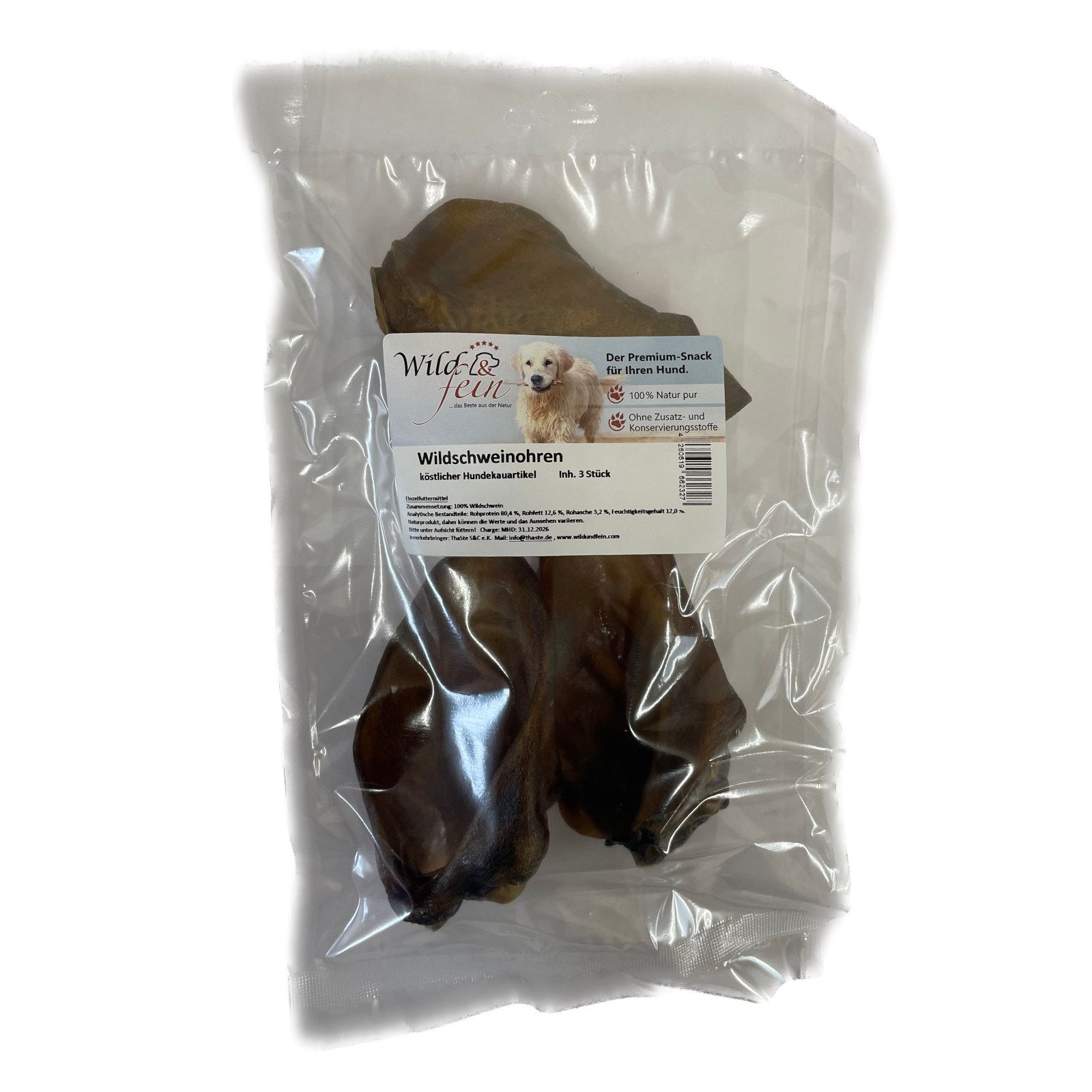 Wild & Fein Hundesnack Wildschweinohren