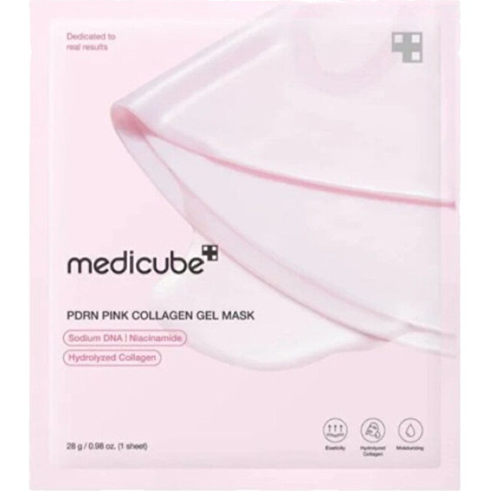 Medicube PDRN Pink Collagen Gel Mask Packung mit einer einzelnen Gesichtsmaske.