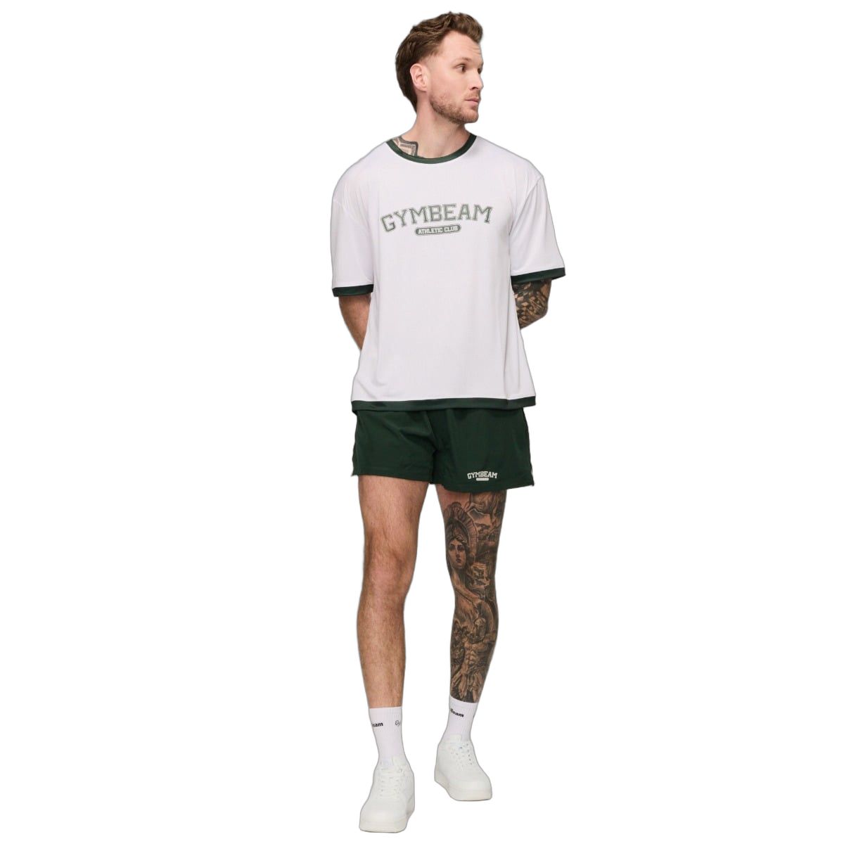 GymBeam Shorts Herren Oversized mit Kordelzug und Taschen Green