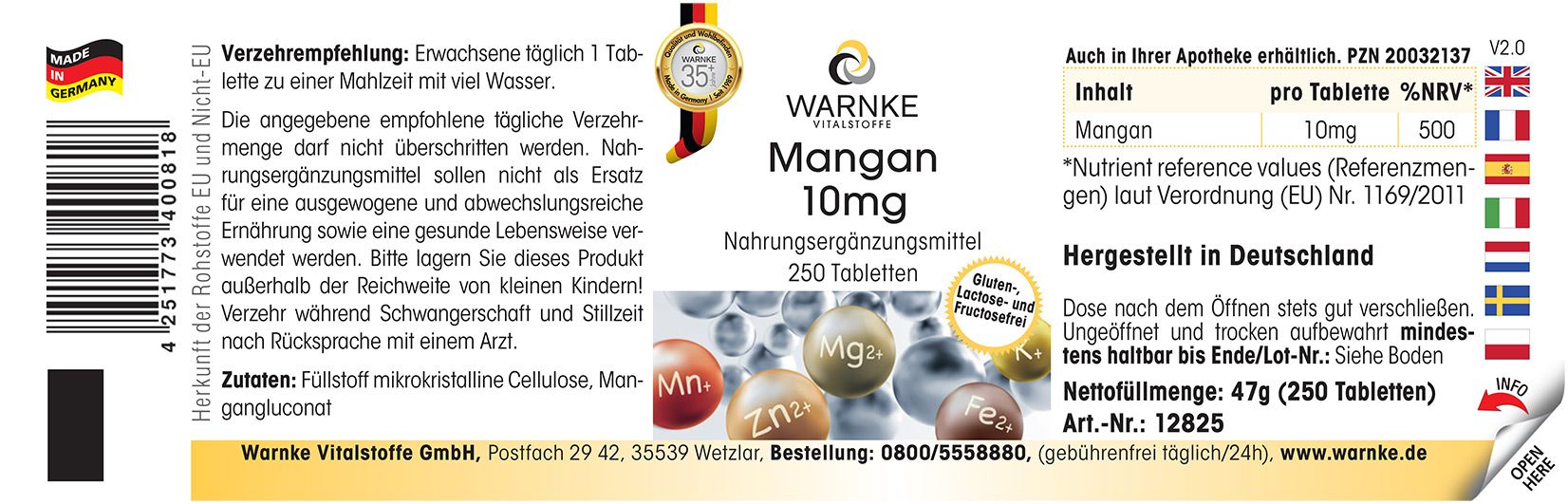 Warnke Vitalstoffe | Mangan 10mg