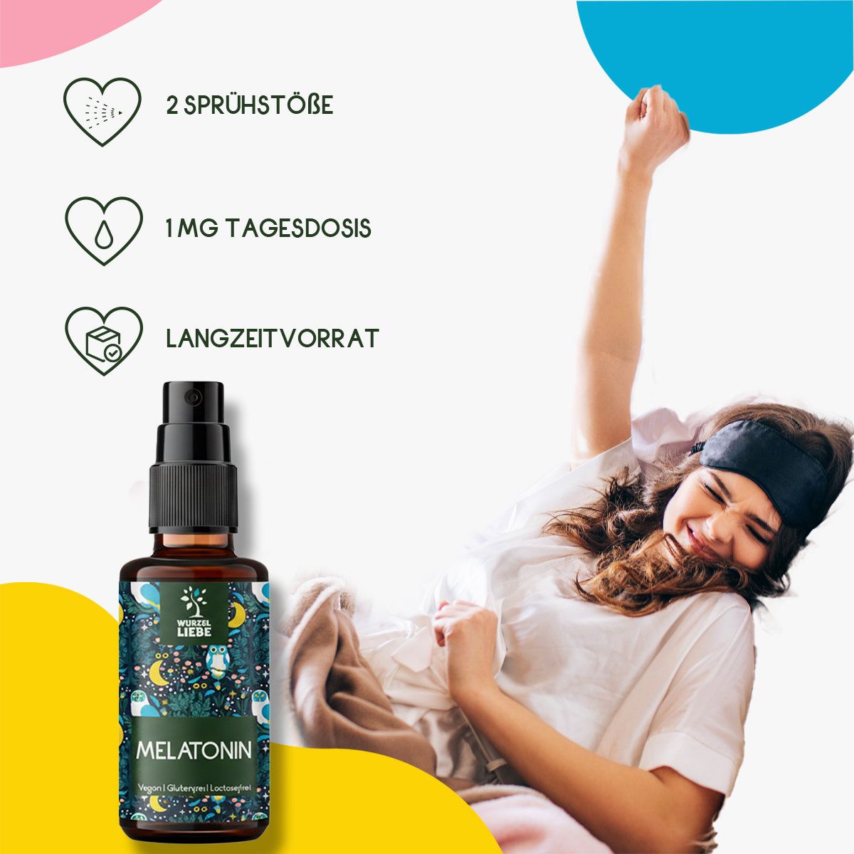 WURZELLIEBE® Melatonin Einschlafspray - 1 mg Melatonin hochdosiert 30  ml