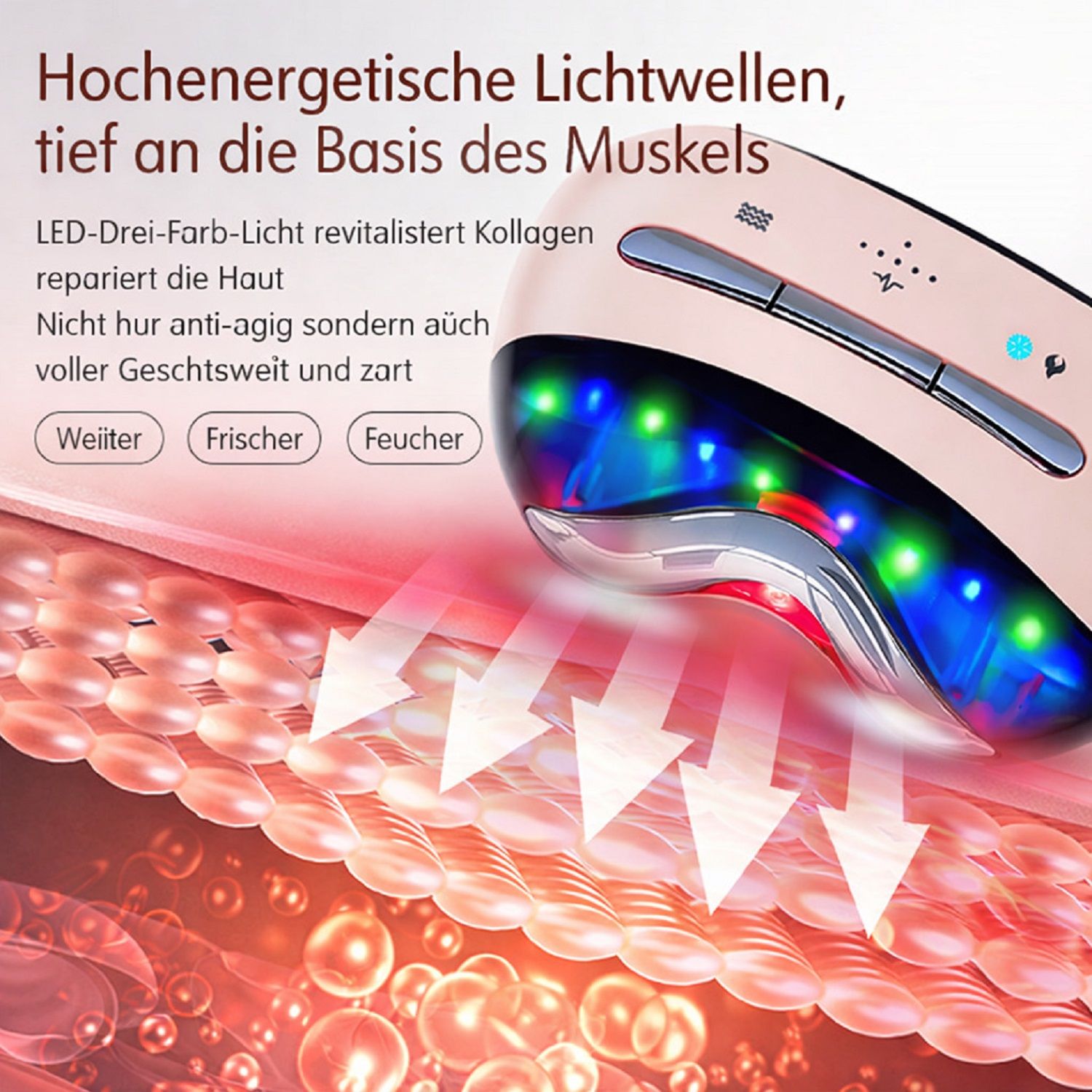 COOL-i Warm & Kalt Beautygerät mit LED & EMS, Kabelloses Massagegerät für Gesicht & Hals