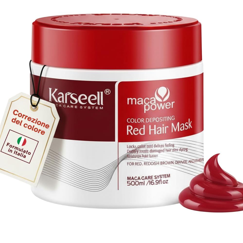 KARSEELL Maschera Capelli Colorante Rossa Nutriente Idratante Riparatrice Intensifica Colore