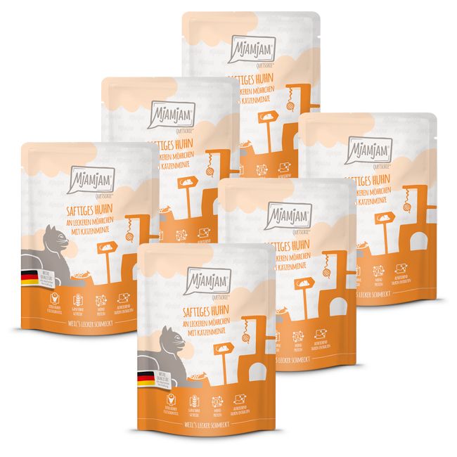 MjAMjAM - Quetschie saftiges Huhn an leckeren Möhrchen 6x300 g Futter