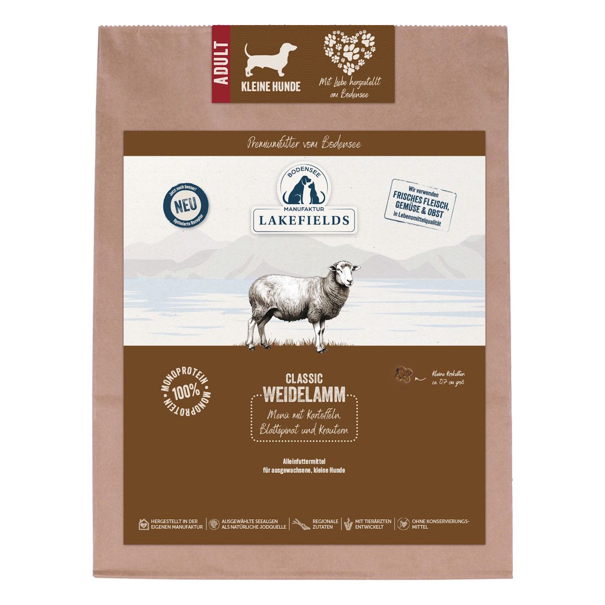 Lakefields - Lamm mit Kartoffeln, Blattspinat und Kräutern für kleine Hunde 1000 g